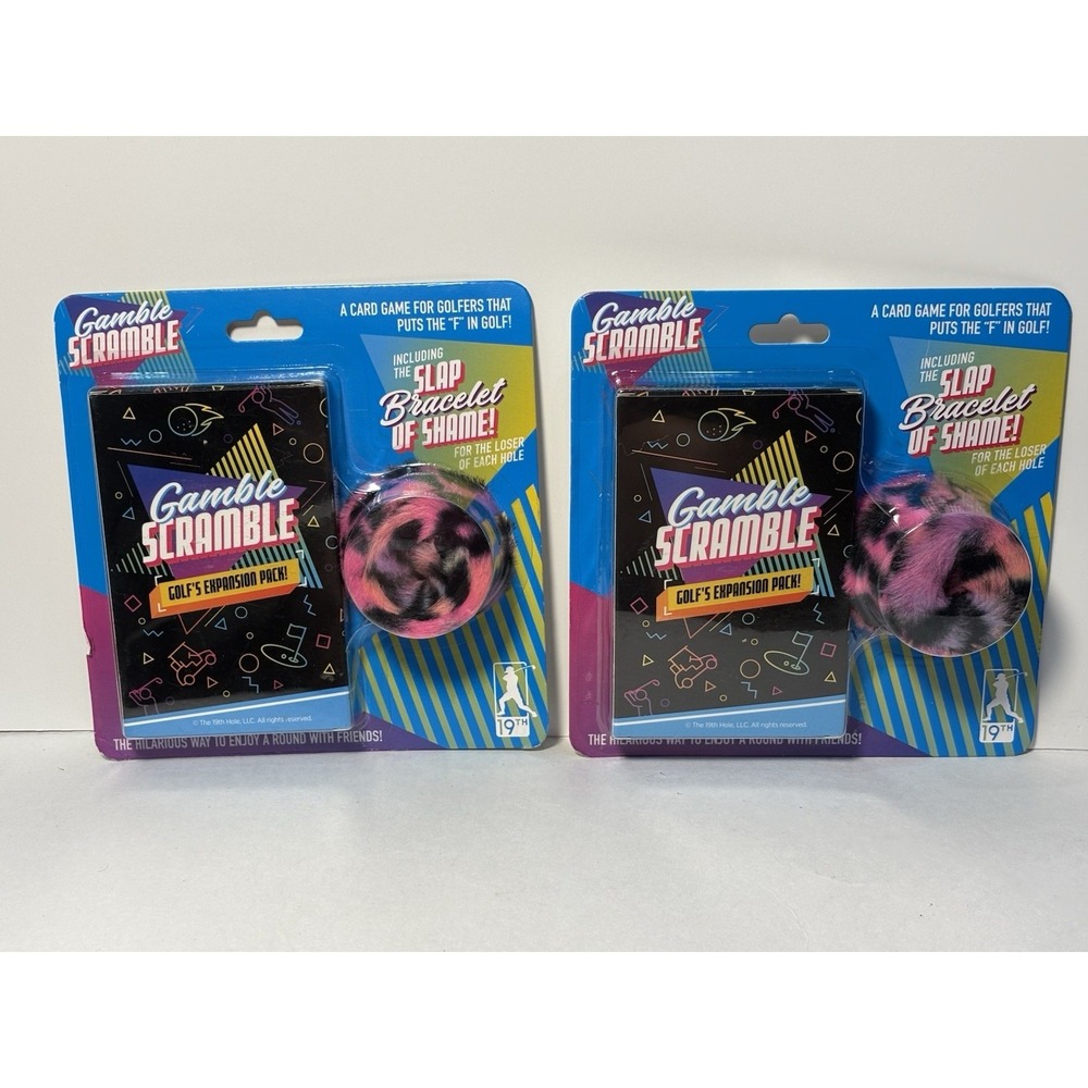 Lot of 2 Gamble Scramble Golf's Expansion Pack Card Game w/ Slap Bracelet NIP